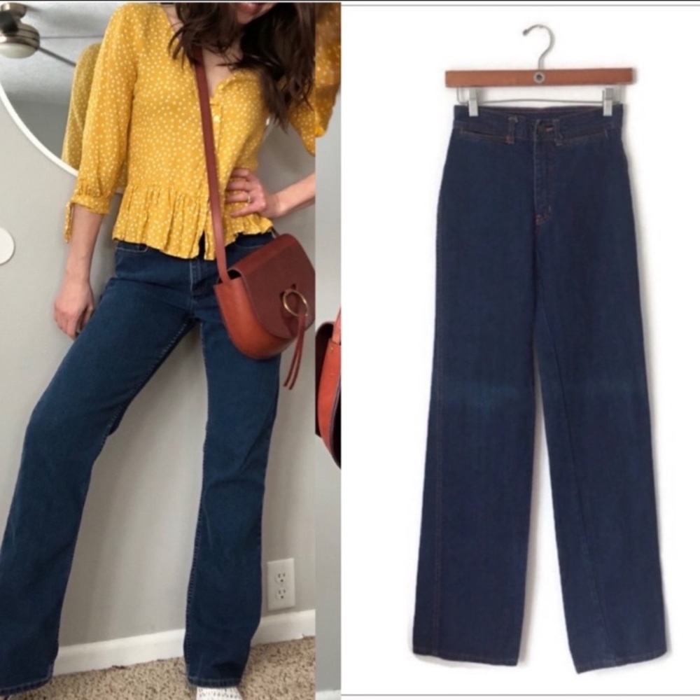 Vintage Blue Flare Wide Leg Jeans